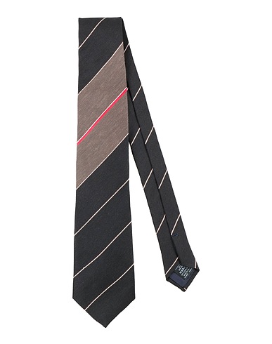 DUNHILL ネクタイ＆ボウタイ ブラック シルク（マルベリーシルク） 50% / リネン 50%