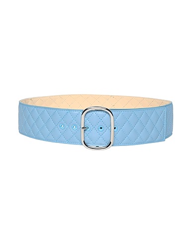 8 by YOOX High-waist belt LEATHER QUILTED METALLIC BUCKLE BELT
 Sky blue Calfskin