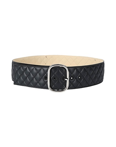 8 by YOOX High-waist belt LEATHER QUILTED METALLIC BUCKLE BELT
 Black Calfskin