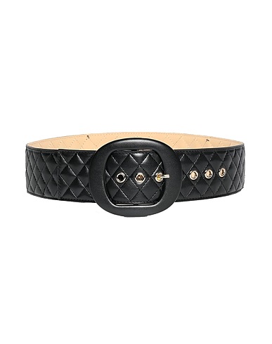 8 by YOOX High-waist belt LEATHER QUILTED TONAL BUCKLE BELT
 Black 100% Polyurethane, Soft Leather, Rubber