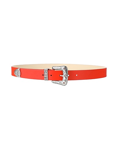 8 by YOOX Regular belt LEATHER METALLIC BUCKLE-TIP BELT
 Coral 100% Calfskin, Rubber, Polyurethane