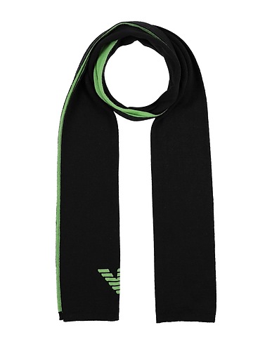 EMPORIO ARMANI Scarves and foulards Black 50% Virgin Wool, 50% Acrylic