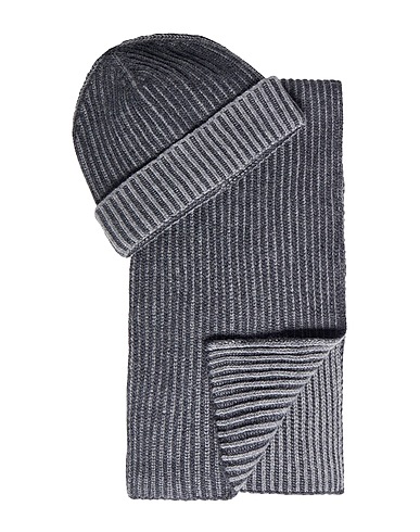 8 by YOOX Set accessori RECYCLED EXTRAFINE WOOL RIBBED KNIT HAT & SCARF SET
 Grigio 100% Lana riciclata