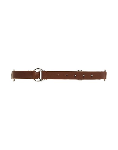 8 by YOOX Regular belt LEATHER MULTI RING BUCKLE BELT
 Brown 100% Calfskin