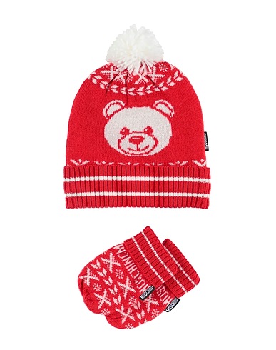 MOSCHINO BABY Baby accessories set Red 50% Wool, 50% Acrylic