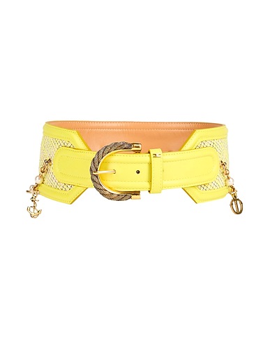 ELISABETTA FRANCHI High-waist belt Lime green Textile fibers