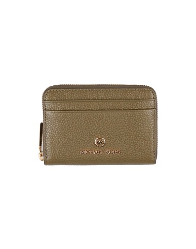 MICHAEL MICHAEL KORS Wallet SM ZA COIN CARD CASE Military green 100% Bovine leather