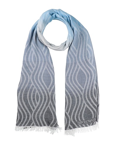 EMPORIO ARMANI Scarves and foulards Sky blue 50% Modal, 50% Cotton