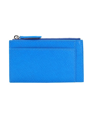 8 by YOOX Wallet Azure 100% Soft Leather