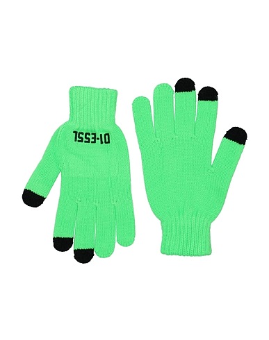DIESEL Gloves Green 100% Acrylic, Metallic fiber