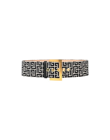 BALMAIN High-waist belt Black 84% Cotton, 16% Polyester, Bovine leather