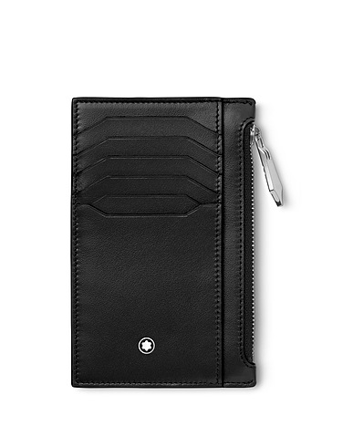 MONTBLANC Wallet Meisterstück Pocket Holder 8cc with zipped pocket
 Black 100% Calfskin