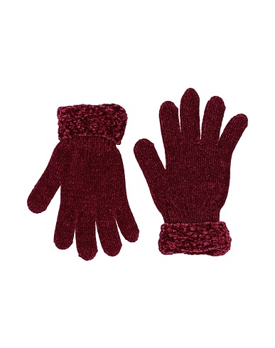 MOLLY BRACKEN Gloves Burgundy 100% Polyester, Metallic fiber