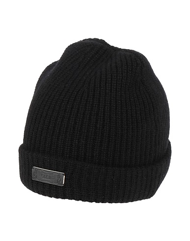 AGNONA Cappello Nero 100% Cachemire, Pelle di vitello
