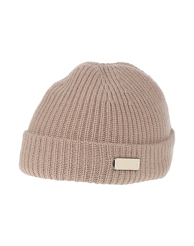 AGNONA Cappello Tortora 100% Cachemire, Pelle di vitello