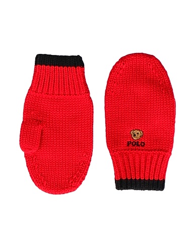 POLO RALPH LAUREN Gloves Polo Bear Cotton Mittens
 Red 100% Cotton