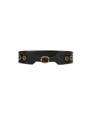 MAJE High-waist belt Black Cow leather, Steel