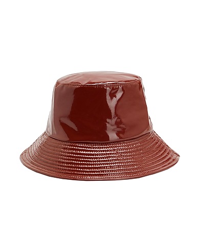 8 by YOOX Hat PATENT BUCKET HAT
 Brick red 89% Polyester, 11% Elastane