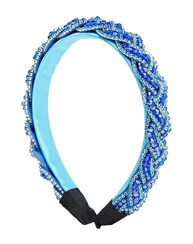 8 by YOOX Hair accessory BEADED HEADBAND Blue 40% Metal, 20% Cotton, 20% Plastic, 20% Glass
