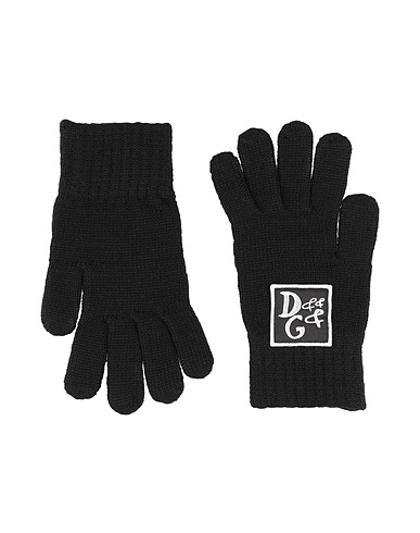 DOLCE&GABBANA Gloves Black 100% Virgin Wool, Polyester, Viscose