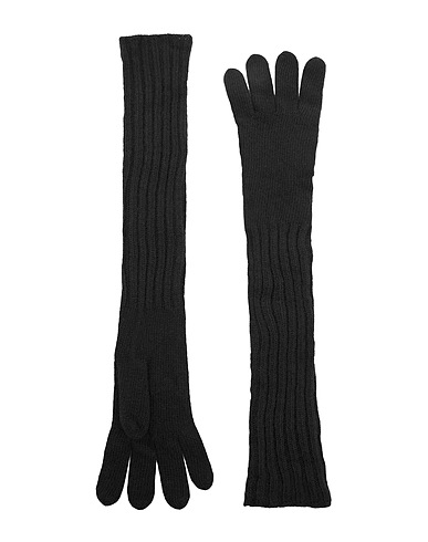 8 by YOOX Gloves CABLE KNIT LONG GLOVES Black 100% Recycled wool
