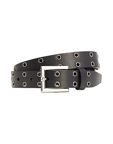 8 by YOOX Leather belt LEATHER BELT WITH RIVETS Black 100% Soft Leather