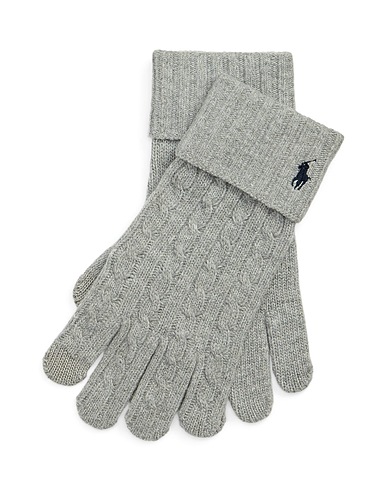 POLO RALPH LAUREN Gloves Grey 80% Wool, 20% Recycled nylon