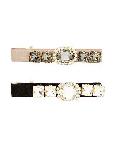 8 by YOOX Accessoire pour cheveux SATIN RHINESTONE HAIR CLIP SET
 Noir 50% Fer, 30% Verre, 20% Polyester