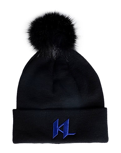 KARL LAGERFELD Hat K/KL POMPOM BEANIE
 Black 100% Wool