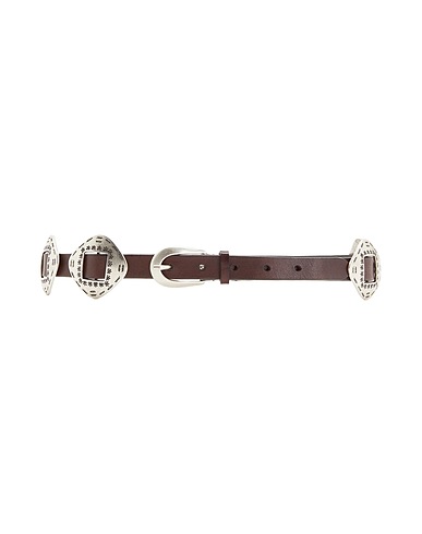 8 by YOOX Thin belt MEDAL EMBELLISHMENT LEATHER BELT Dark brown 100% Bovine leather
