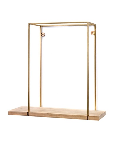 SERAX Ραφιέρα και ράφι Serax Daysign Hang rack shelf wood/brass h. 45 cm. Χρυσό Ξύλο