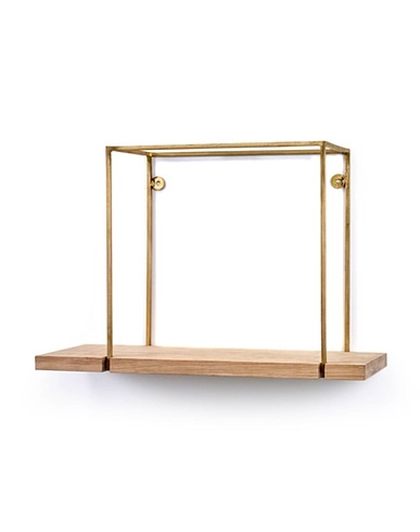 SERAX Ραφιέρα και ράφι Serax Daysign Hang rack shelf wood/brass h. 30 cm. Χρυσό Ξύλο