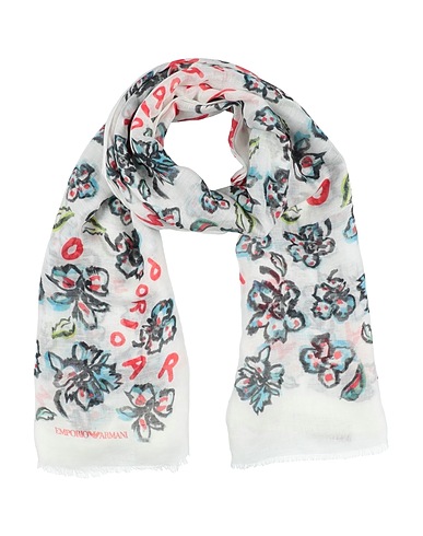 EMPORIO ARMANI Scarves and foulards White 56% Modal, 41% Linen, 3% Silk