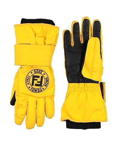 FENDI Gloves Yellow 92% Polyamide, 8% Elastane, Polyester, Polyurethane resin, Goat skin