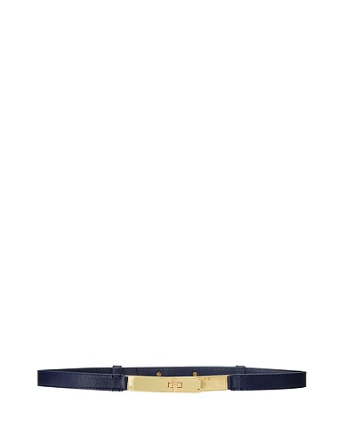 LAUREN RALPH LAUREN Belts TURN-LOCK SKINNY LEATHER BELT
 Midnight blue 100% Bovine leather