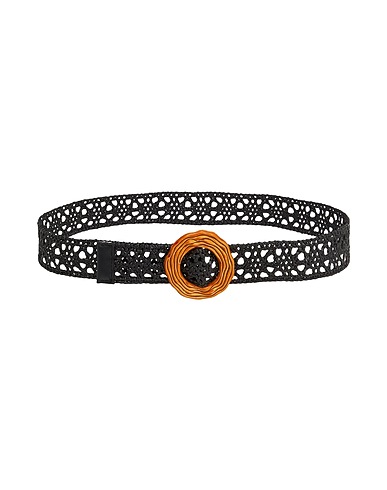 8 by YOOX Regular belt Black 90% Natural raffia, 10% Polyurethane