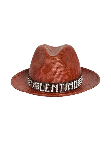 VALENTINO GARAVANI Καπέλο BORSALINO X VALENTINO Καφέ 100% Ψάθα, Βισκόζη, Βαμβάκι, Πολυεστέρας