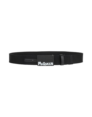 MCQUEEN Fabric belt Black Textile fibres, Soft Leather