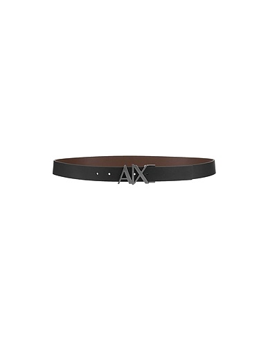 ARMANI EXCHANGE Cintura in pelle Nero 100% Pelle di bovino, Spalmato poliuretano