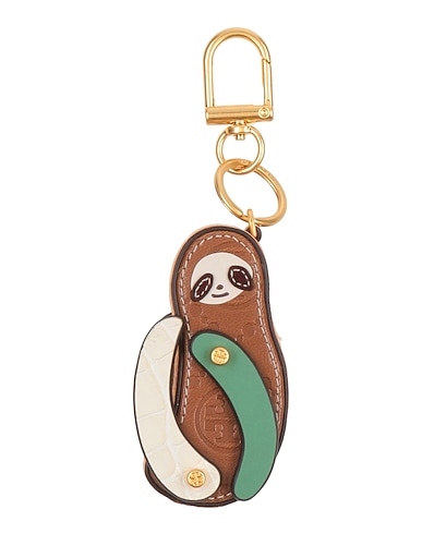 TORY BURCH Key ring Dark brown Soft Leather