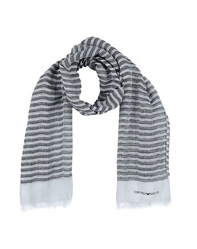 EMPORIO ARMANI Scarves and foulards Black 70% Linen, 30% Cotton