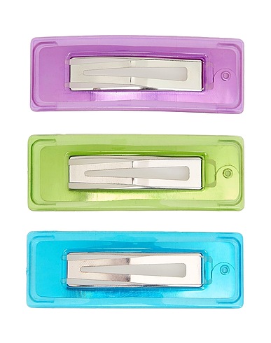 8 by YOOX Hair accessory 3-PACK TRANSPARENT RESIN HAIR CLIPS
 Purple 60% Plastic, 40% Iron