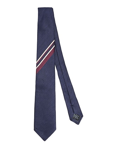 DUNHILL Ties and bow ties Navy 63% Linen, 37% Mulberry silk