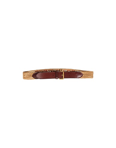 DSQUARED2 High-waist belt Camel Soft Leather, Natural raffia