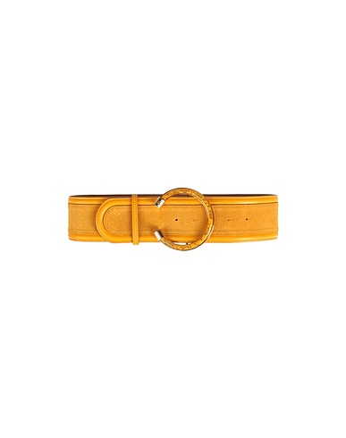 ELISABETTA FRANCHI High-waist belt Mustard Textile fibres, Cow leather