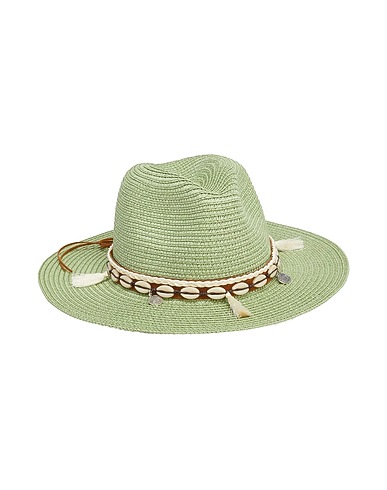 8 by YOOX Chapeau EMBELLISHED STRAW SUN HAT Vert sauge 80% Papier Textile, 10% Coquillage, 10% Cuir