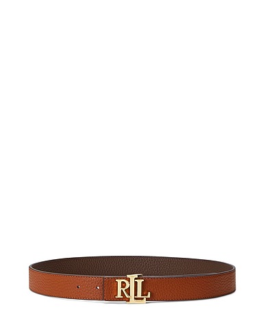 LAUREN RALPH LAUREN Regular belt LOGO REVERSIBLE PEBBLED LEATHER BELT
 Dark brown 100% Bovine leather