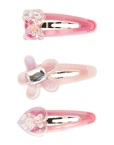 8 by YOOX Hair accessory PINK SEMITRANSPARENT TEDDY HAIRCLIP SET
 Light pink 50% Plastic, 50% Iron