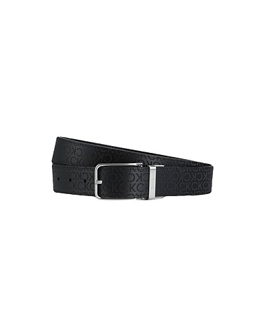 CALVIN KLEIN Cintura in pelle Nero Vacchetta, Poliestere riciclato, Poliuretano