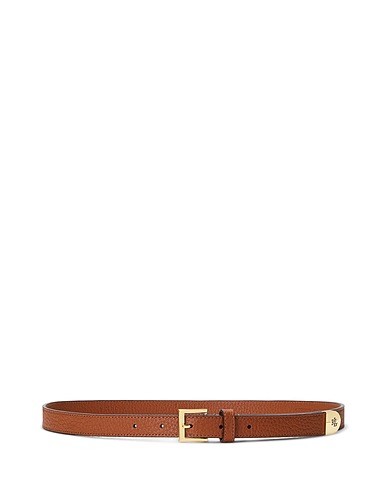 LAUREN RALPH LAUREN Thin belt PEBBLED LEATHER SKINNY BELT
 Tan 100% Bovine leather